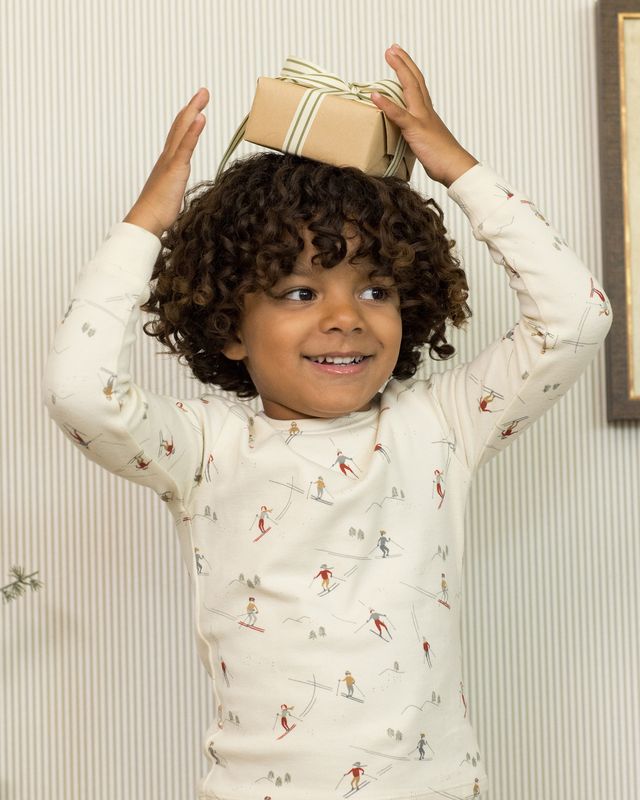 Skiers on Natural Pajama Set