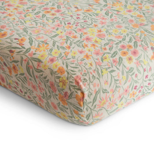 Pastel Blooms Muslin Crib Sheet 180 BABY GEAR Mushie