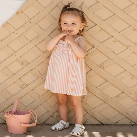 Baby girl white and pink stripe dress