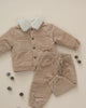Quincy Mae Ezrah Jacket in latte corduroy with shearling collar, view 2