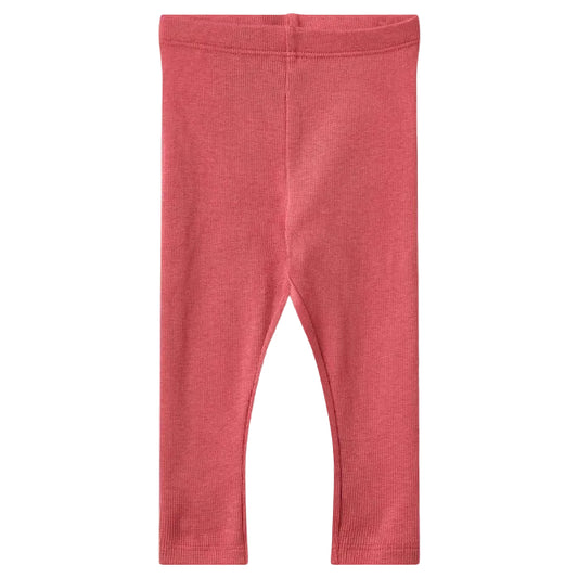 Raspberry ribbed leggings for baby on a white background
