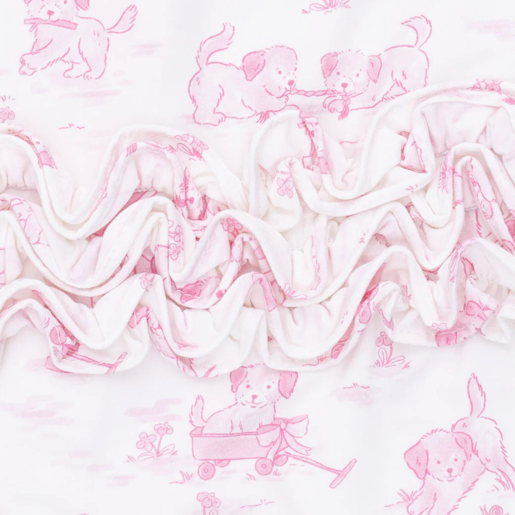 Pink Puppy Toile Bamboo Zip Footie