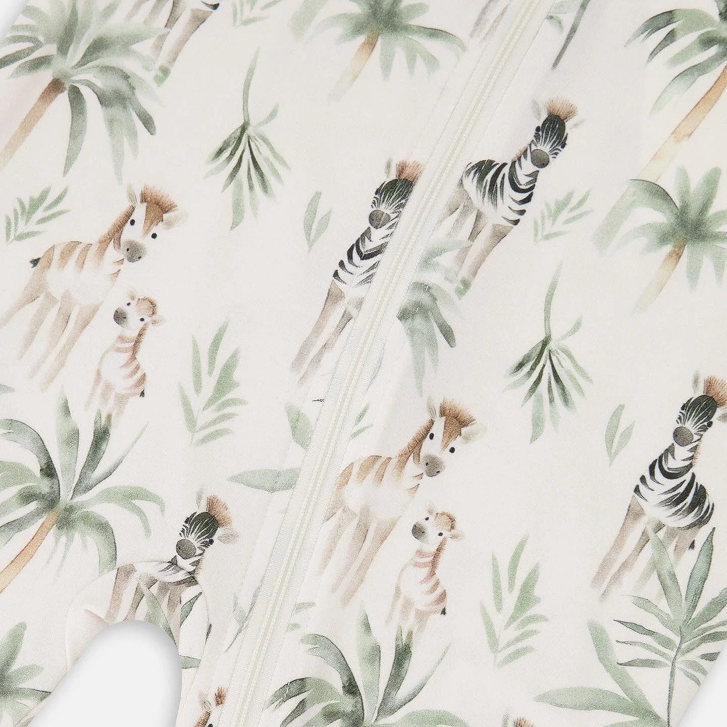 Green Zebra Jungle Zip Footie