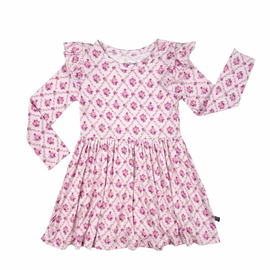 Pink Floral design on skirted onesie
