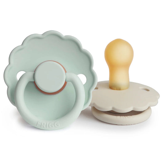 Seafoam/Cream Daisy Rubber Pacifier Set of 2 180 BABY GEAR Mushie 0-6m
