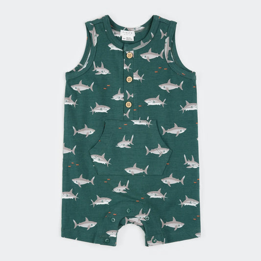 Teal Sharks Tank Romper