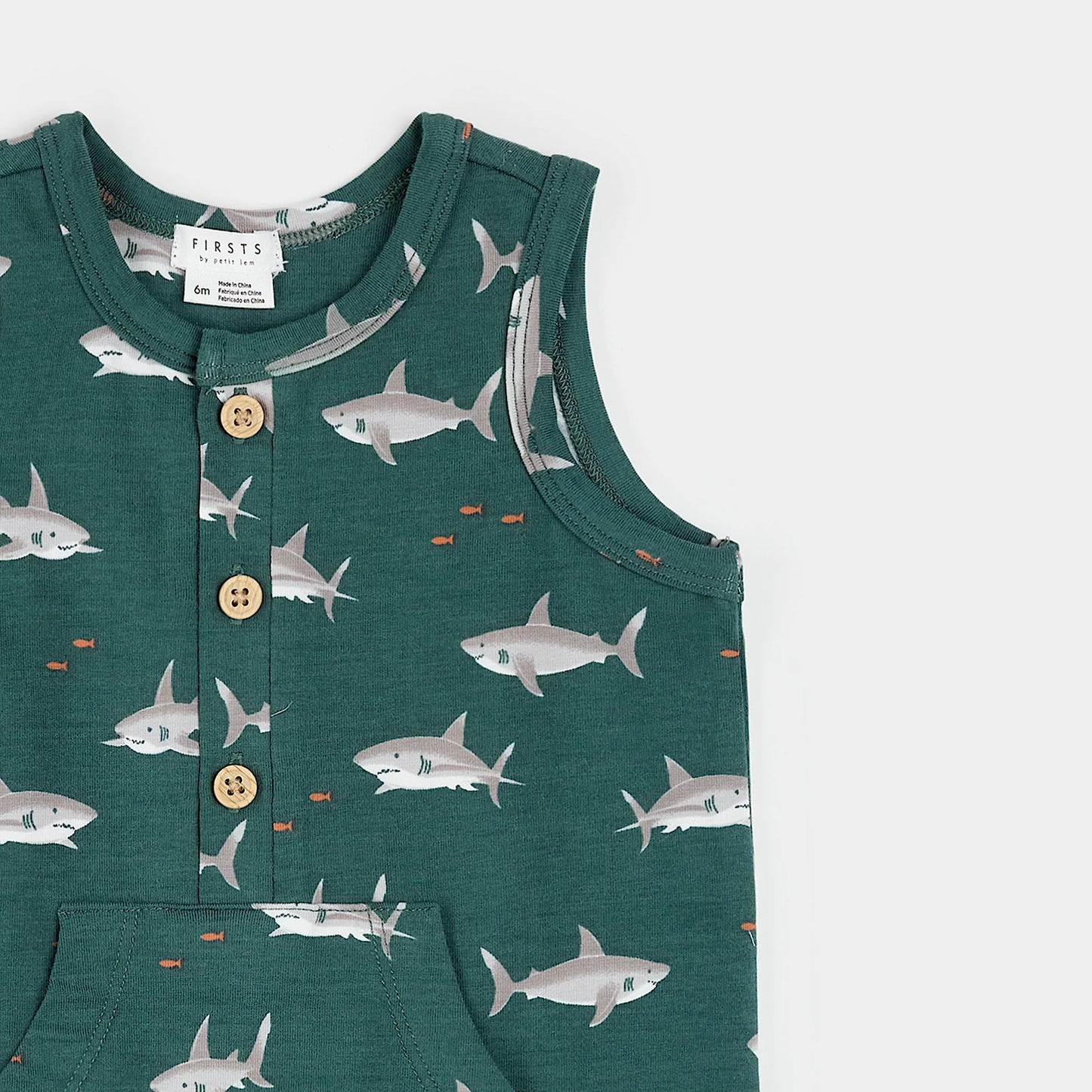Teal Sharks Tank Romper