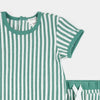Turquoise Stripe Shorts Set