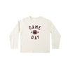 White long-sleeve shirt with 'Game Day' and football graphic on a white background