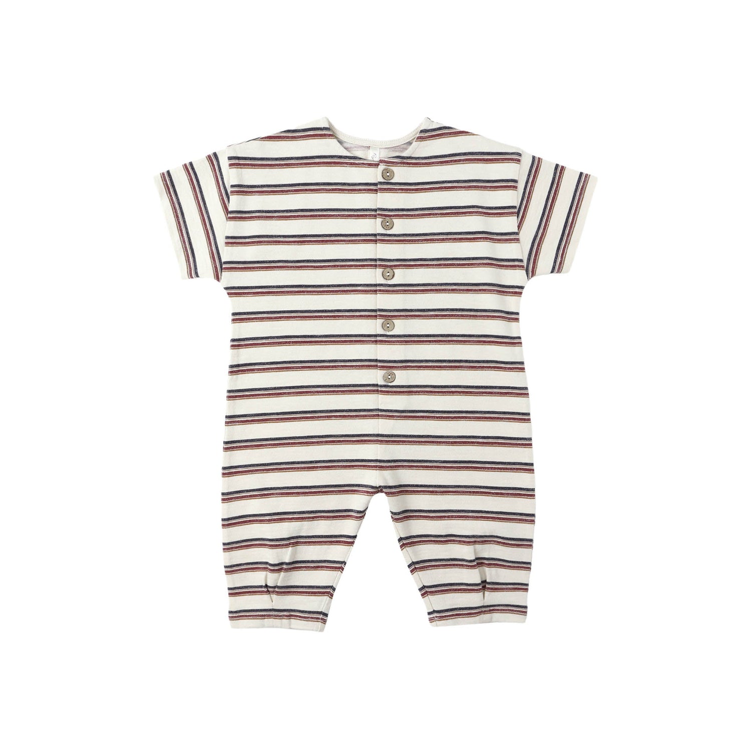 Striped baby romper on a white background