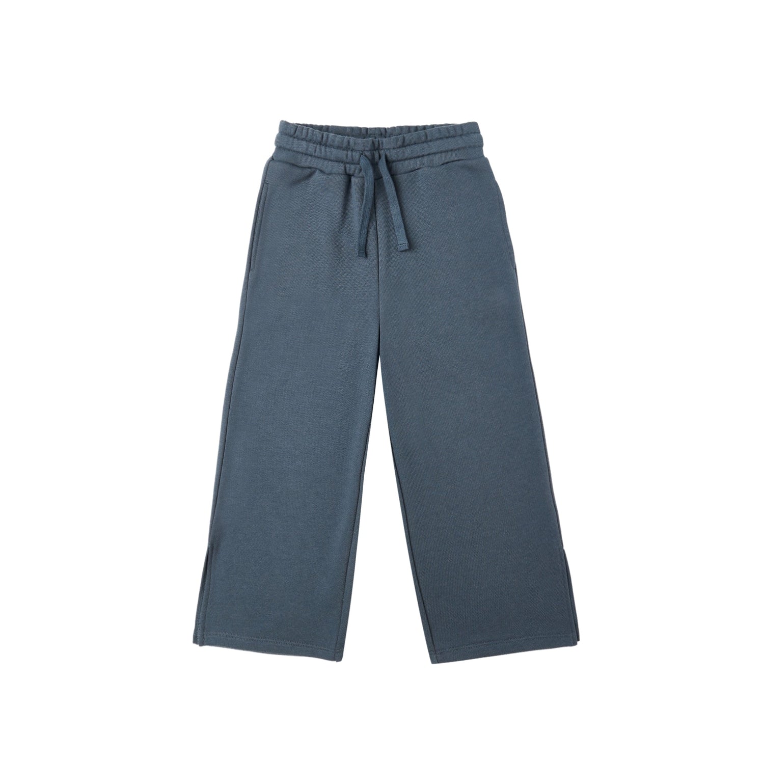 Blue pants with a drawstring on a white background