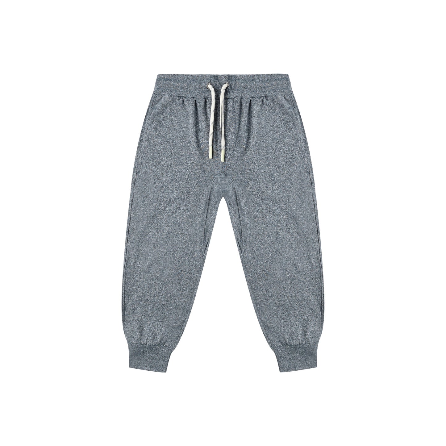 Blue sweatpants with a drawstring on a white background