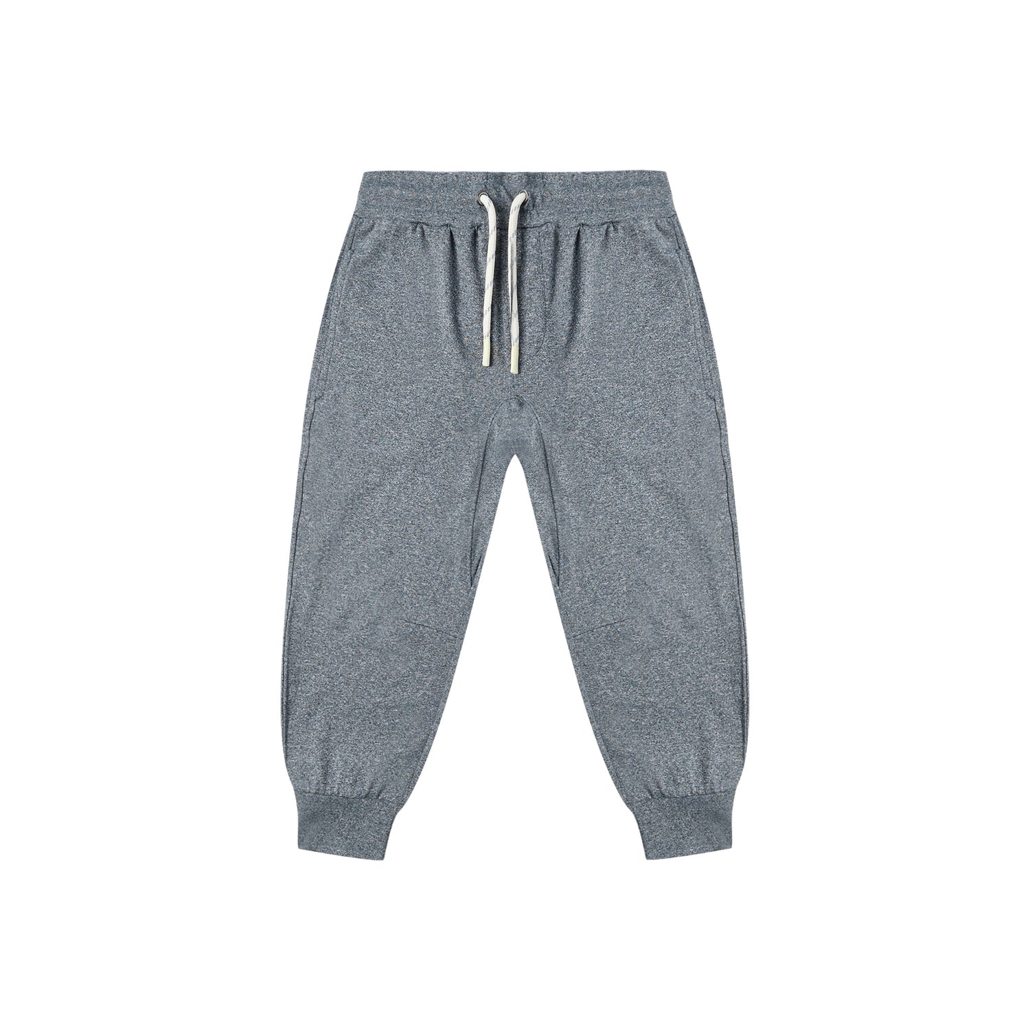 Blue sweatpants with a drawstring on a white background