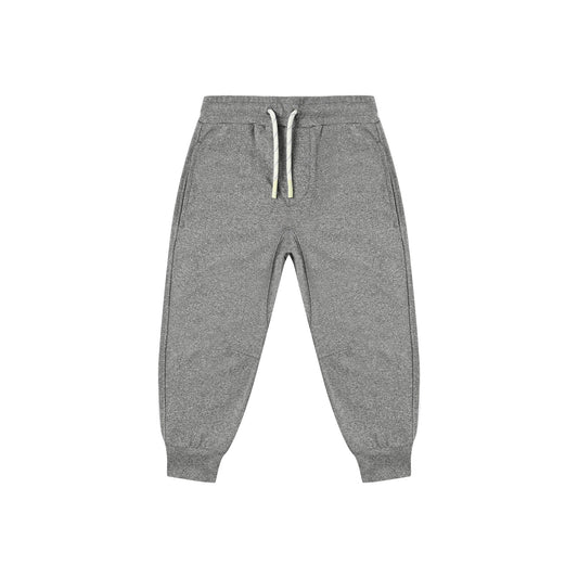 Gray sweatpants with a drawstring on a white background