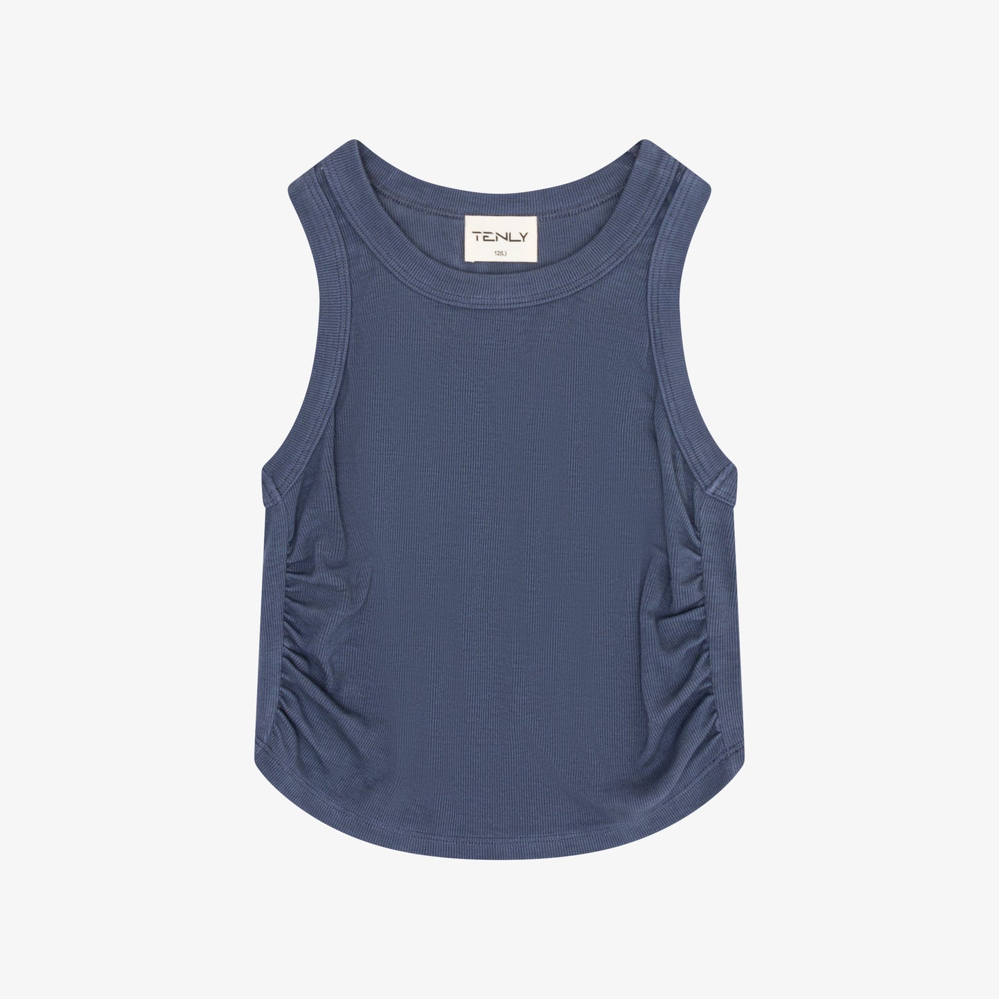 Indigo Shirred Ribbed Tank