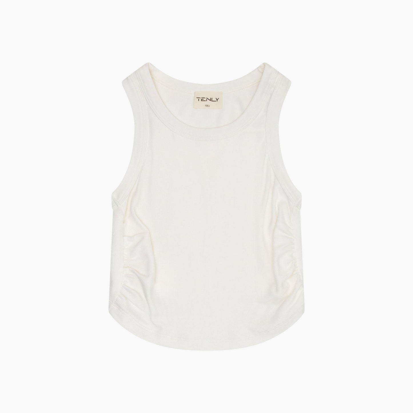 White sleeveless top on a white background