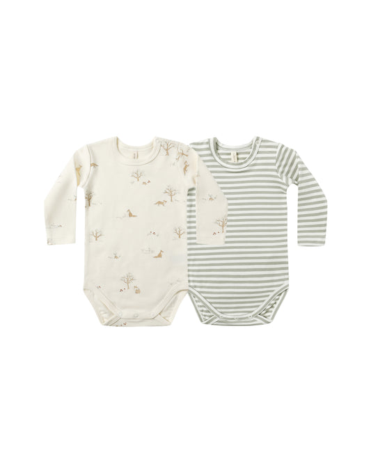 Fox Land/Fern Stripe Bodysuit Set