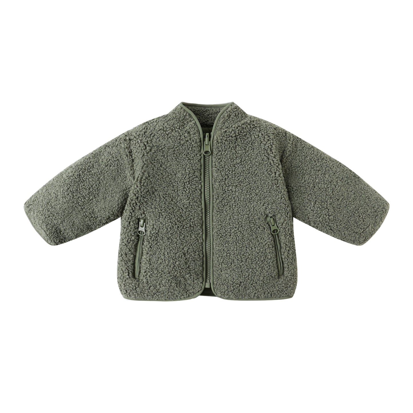 Green fleece jacket on a white background