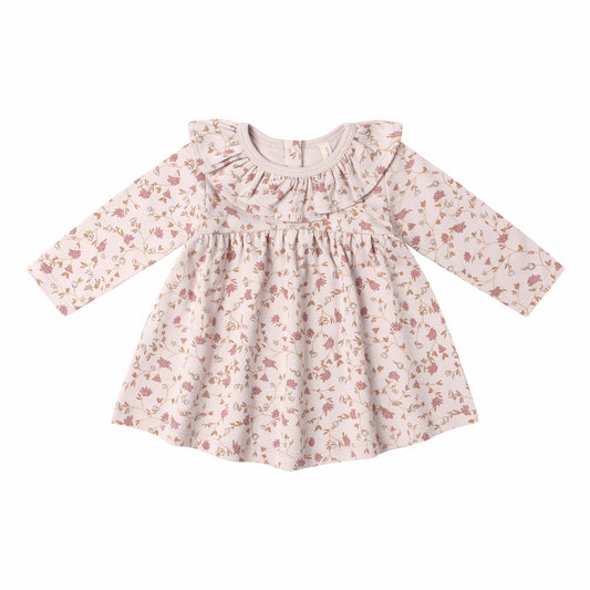 Floral dress with long sleeves on a white background