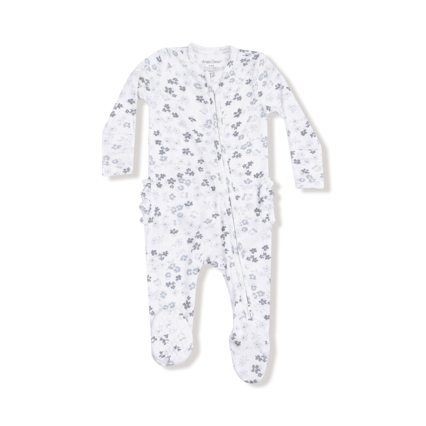 Baby onesie with floral pattern on a white background