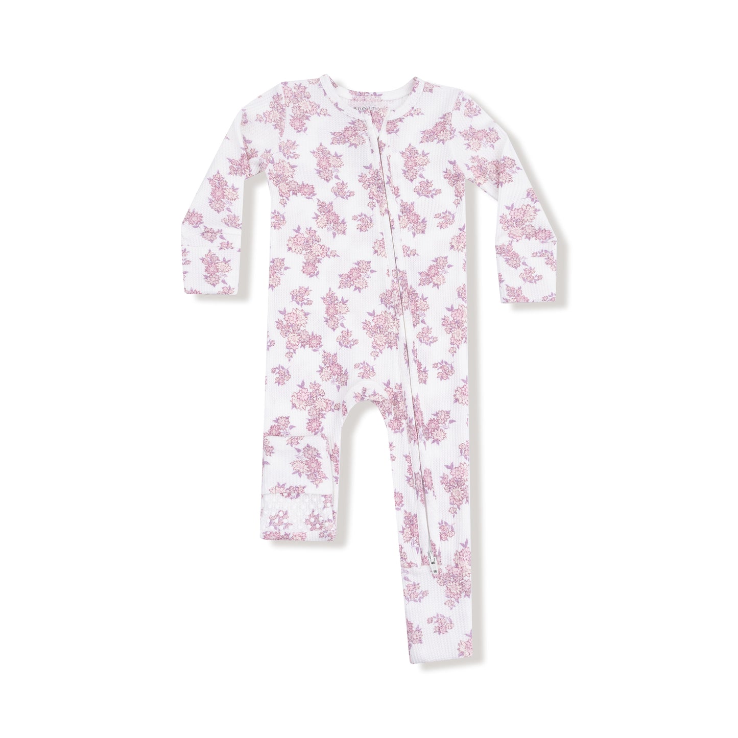 Floral-patterned baby onesie on a white background