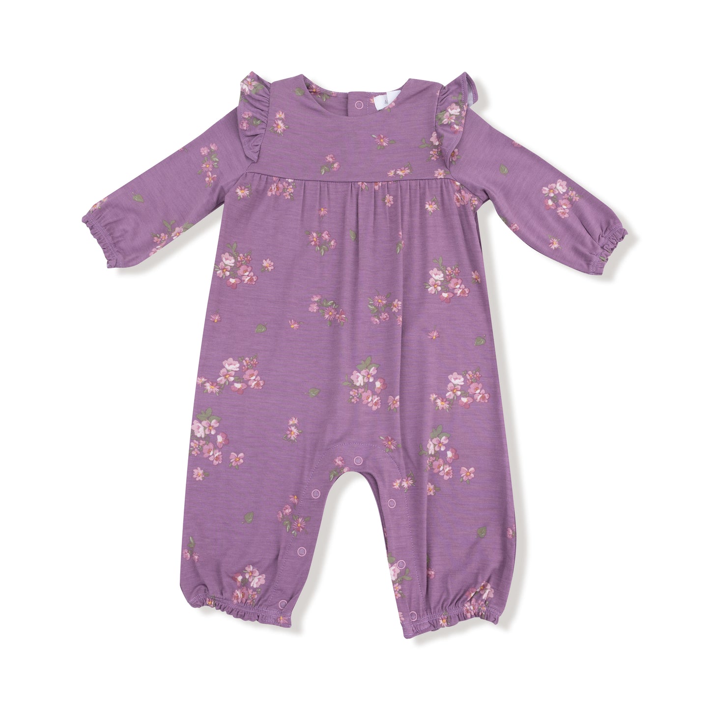 Dusty Rose Floral Ruffle Romper