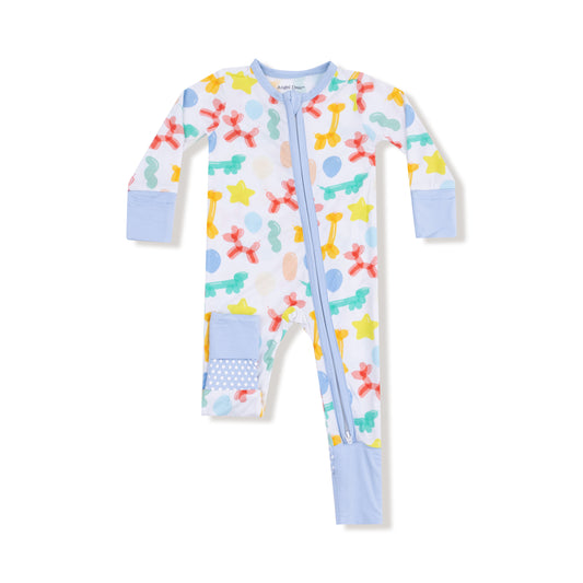 Blue Balloon Animals Zip Romper