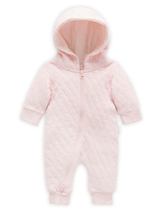Soft Pink Quilted Hooded Romper