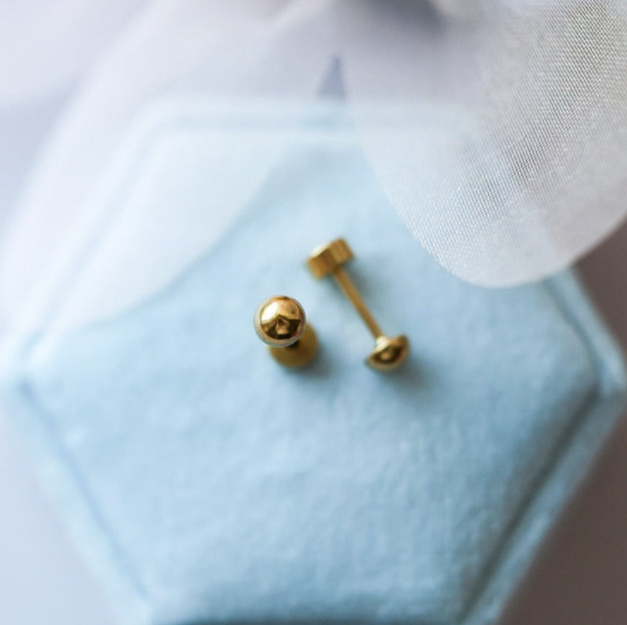 Tiny Gold Ball Earrings