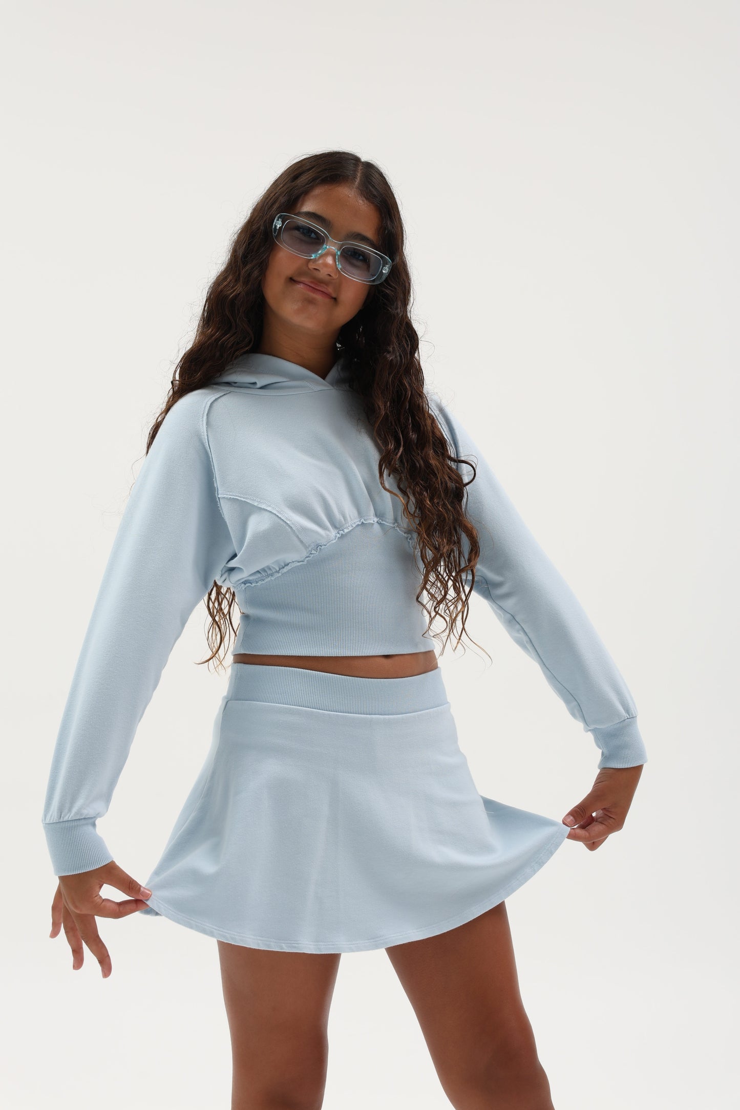 Taffy Blue Dolman Waist Hoodie