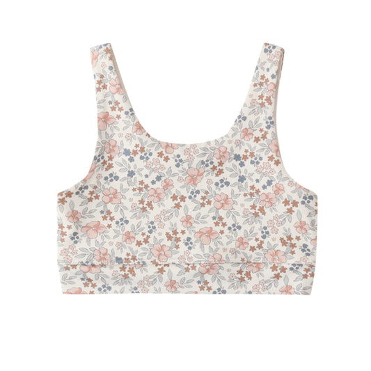 Floral-patterned crop top on a white background