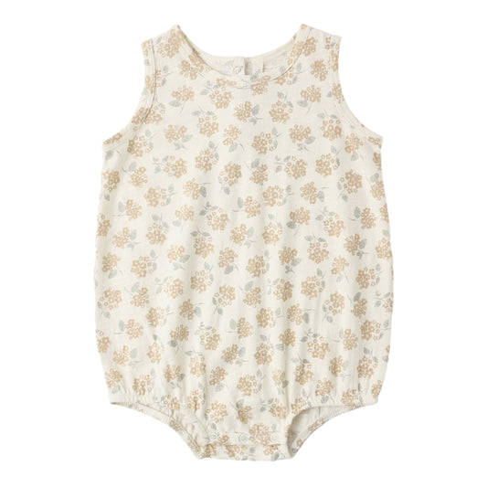 Baby romper with floral pattern on a white background