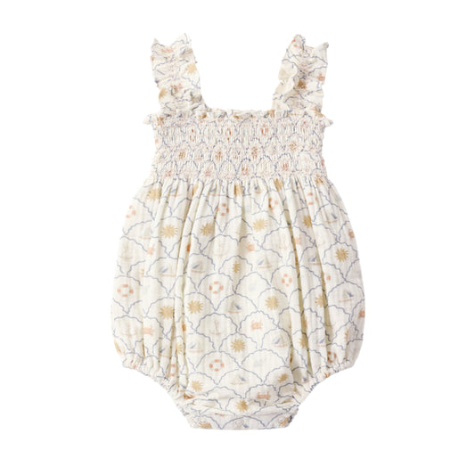 Floral baby romper on a white background