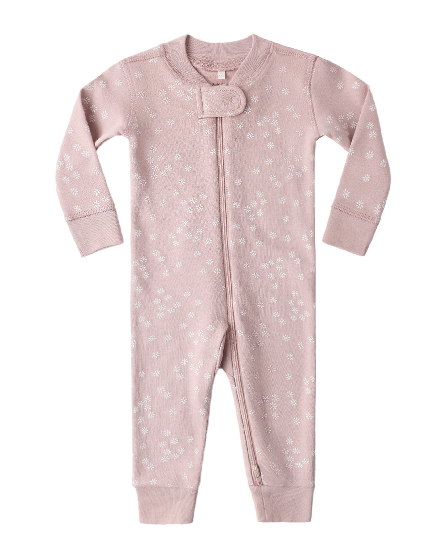 Pink baby onesie with star pattern on a white background