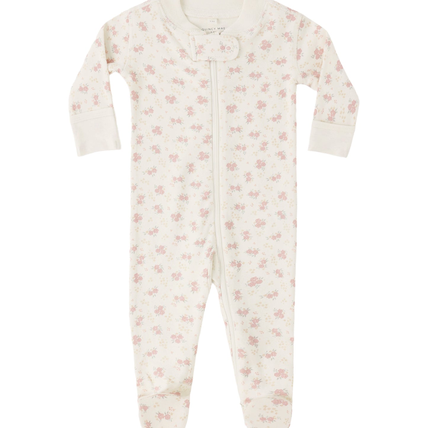 Baby onesie with floral pattern on a white background