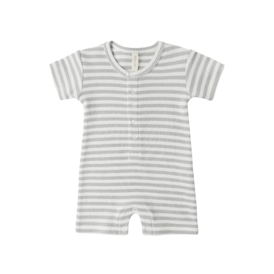 Sage Stripe Henley Snap Romper