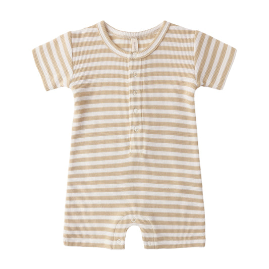 Striped baby romper on a white background