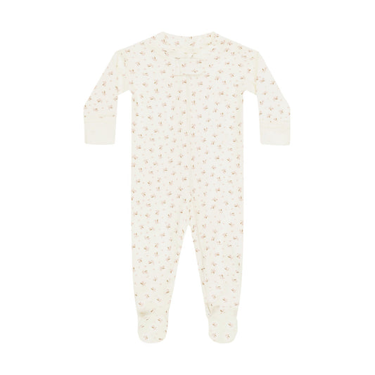 Baby onesie with a subtle pattern on a white background