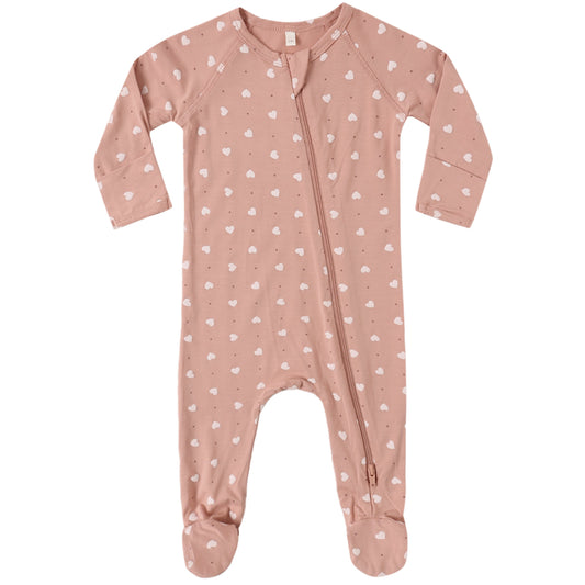 Pink Hearts Zip Footie