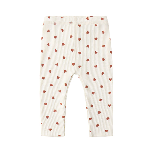 Red Hearts Ribbed Leggings