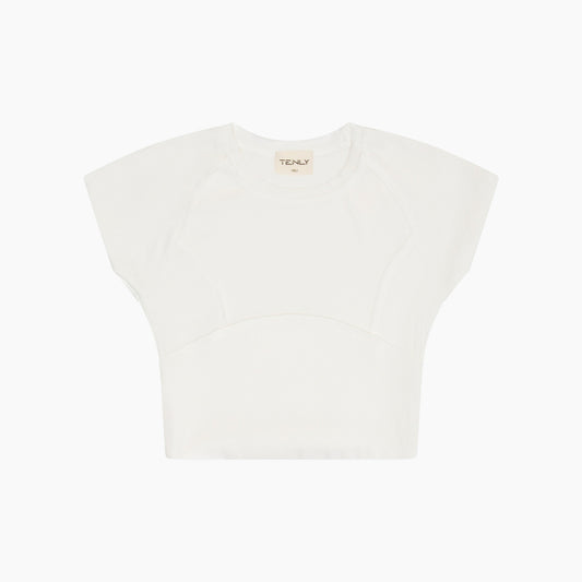 Ecru Ribbed Cap Sleeve Tee