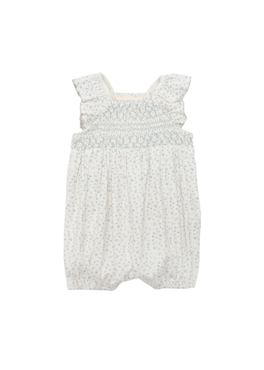 Blue Floral Smocked Romper