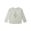 Light gray long-sleeve shirt with a Christmas tree design on a white background