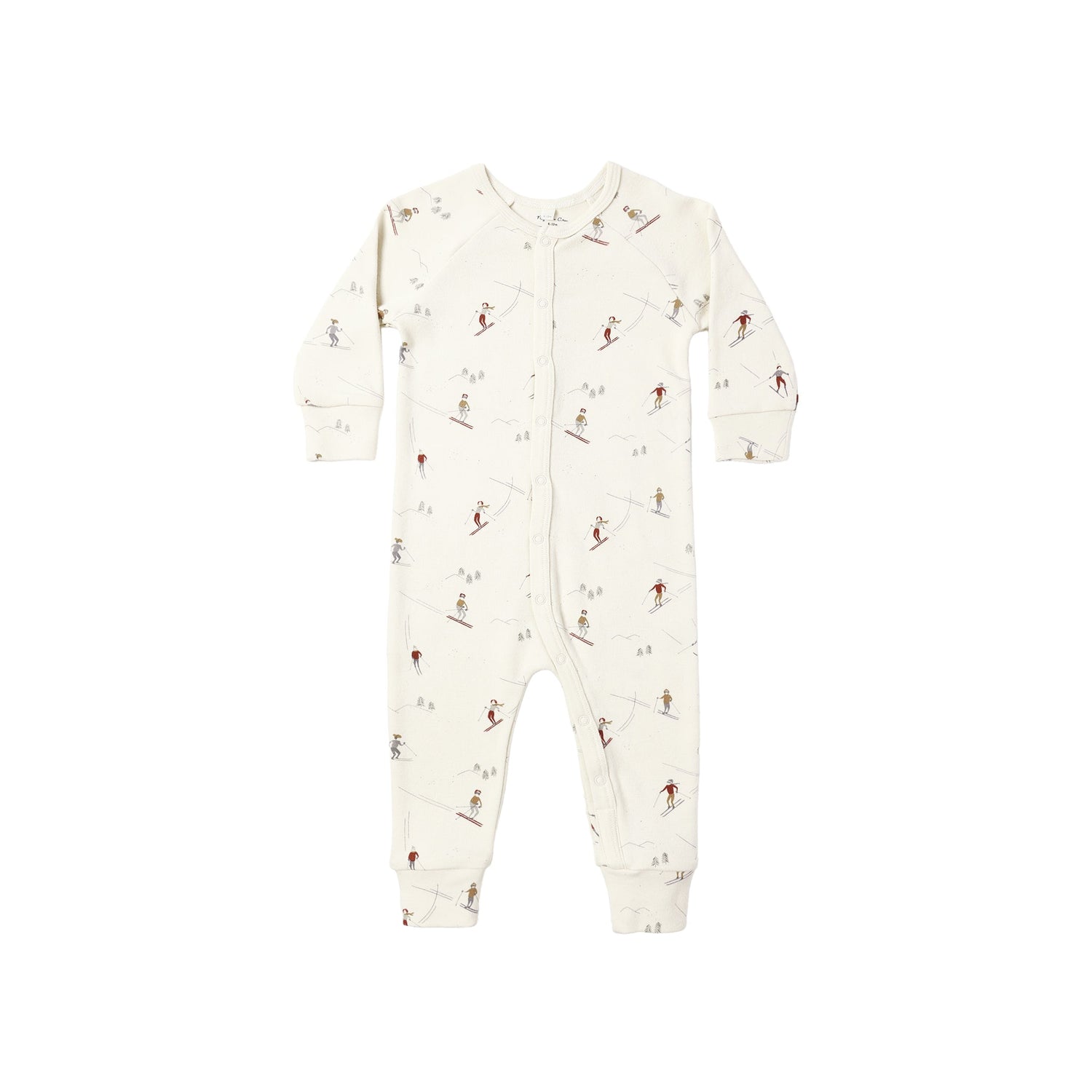 Baby onesie with subtle pattern on a white background
