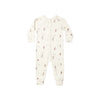 Baby onesie with subtle pattern on a white background