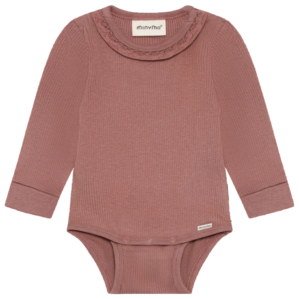 Pink baby bodysuit with a collar on a white background