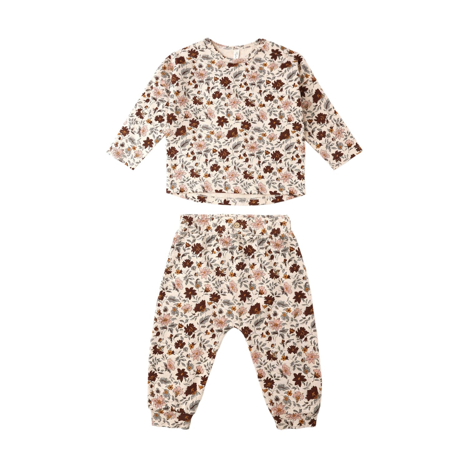 Floral pajama set on a white background