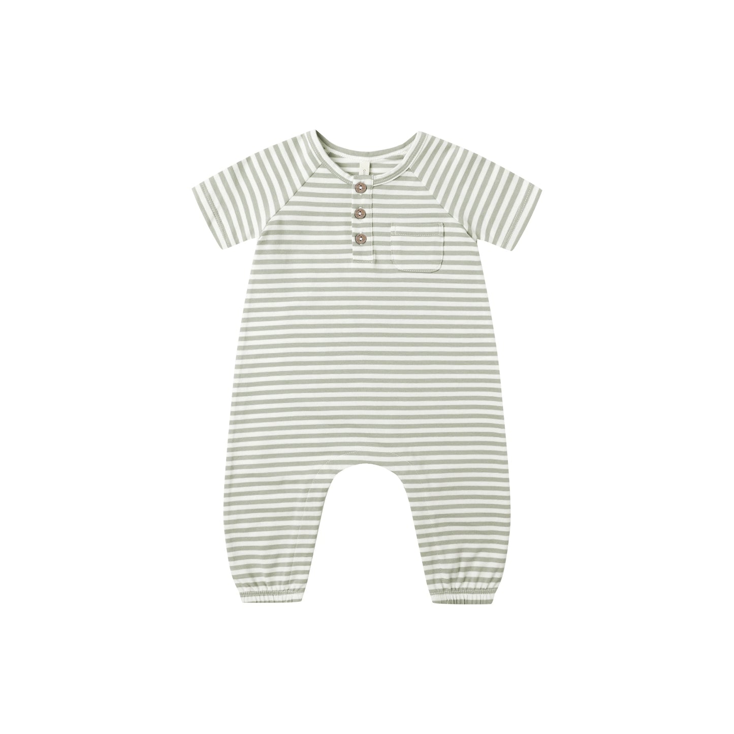 Striped baby romper on a white background