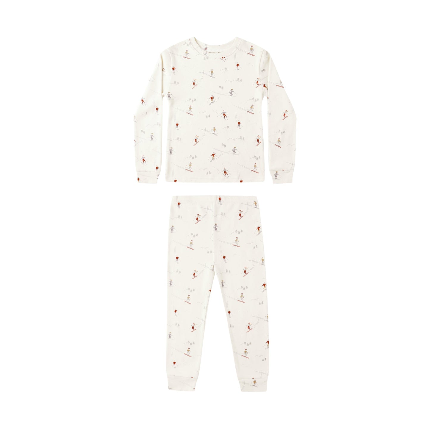 Children's pajama set with long-sleeve top and pants on a white background