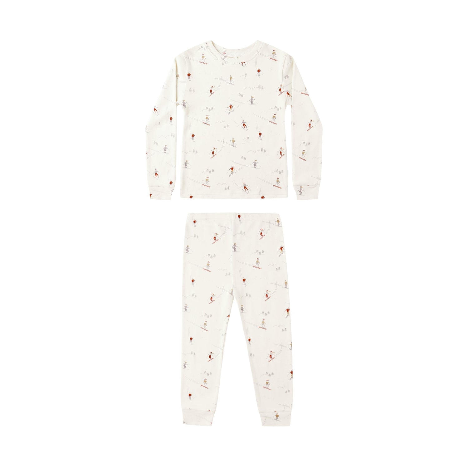Children's pajama set with long-sleeve top and pants on a white background